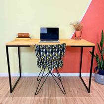 Mesa para Escritório de Ferro e Madeira 120cm Style Industrial Nozes e Preto Mesa para Escritório de Ferro e Madeira 120cm Style Industrial Nozes e Preto