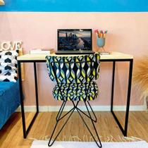 Mesa para Escritório de Ferro e Madeira 96cm Style Industrial Natural e Preto Mesa para Escritório de Ferro e Madeira 96cm Style Industrial Natural e Preto