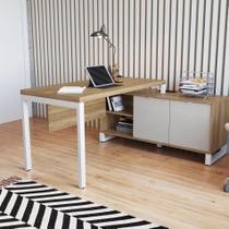 Mesa Para Escritório Diretoria Em L C/ Balcão 2 Portas 136Cm Nobile Home Office Artesano