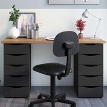 Mesa para Escritório Due 10 Gavetas Nogal/Preto - Artany Móveis