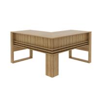Mesa para Escritório em L 136cm com Detalhe Ripado Amêndoa ME4145 - Tecnomobili Mesa para Escritório em L 136cm com Detalhe Ripado Amêndoa ME4145 - Tecnomobili