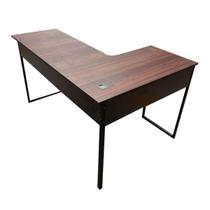 Mesa para Escritório em L 137x91 com Passa-Fio Nogal/Preto Mesa para Escritório em L 137x91 com Passa-Fio Nogal/Preto