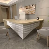 Mesa Para Escritório em L Artany Tamburato Diretor Cor Carvalho com Branco Lado Esquerdo Mesa Para Escritório em L Artany Tamburato Diretor Cor Carvalho com Branco Lado Esquerdo