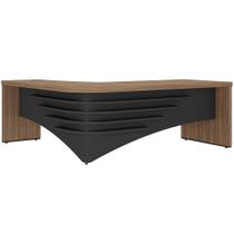 Mesa Para Escritório em L Direito 200x180cm Atria Executiva A02 Nogal Preto - Lyam Decor Mesa Para Escritório em L Direito 200x180cm Atria Executiva A02 Nogal Preto - Lyam Decor