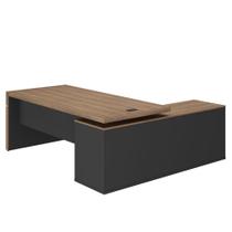 Mesa Para Escritório Em L Diretor Com 1 Porta De Correr Nogal/preto