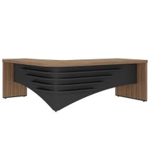 Mesa Para Escritório Em L Diretor Lado Direito Nogal/preto Mesa Para Escritório Em L Diretor Lado Direito Nogal/preto