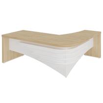 Mesa Para Escritório em L Esquerdo 200x180cm Atria Executiva A02 Carvalho Branco - Lyam Decor