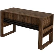 Mesa Para Escritório Escrivaninha Detalhe Ripado Nogal/preto Mesa Para Escritório Escrivaninha Detalhe Ripado Nogal/preto