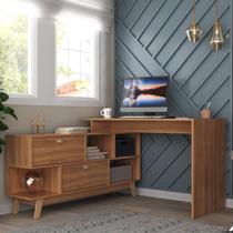 Mesa para Escritório Escrivaninha em L Retrô 136x120cm Espresso Móveis Mesa para Escritório Escrivaninha em L Retrô 136x120cm Espresso Móveis