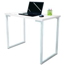 Mesa para Escritório Escrivaninha Estilo Industrial Mdf 100cm Ny Branca