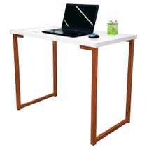 Mesa para Escritório Escrivaninha Estilo Industrial Mdf 100cm Ny Cobre/Branco