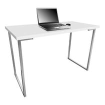 Mesa para Escritório Escrivaninha Estilo Industrial Mdf 100cm Ny Prata e Branca Mesa para Escritório Escrivaninha Estilo Industrial Mdf 100cm Ny Prata e Branca