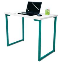 Mesa para Escritório Escrivaninha Estilo Industrial Mdf 100cm Ny Verde e Branca