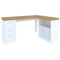 Mesa Para Escritório Escrivaninha Home Office Mali A02 Olmo Branco - Lyam Decor Mesa Para Escritório Escrivaninha Home Office Mali A02 Olmo Branco - Lyam Decor