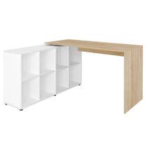 Mesa Para Escritório Escrivaninha Home Office Nero A02 Carvalho Branco - Lyam Decor Mesa Para Escritório Escrivaninha Home Office Nero A02 Carvalho Branco - Lyam Decor
