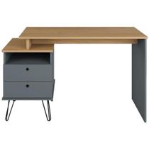 Mesa Para Escritório Escrivaninha Home Office Versa A02 Olmo Grafito - Lyam Decor Mesa Para Escritório Escrivaninha Home Office Versa A02 Olmo Grafito - Lyam Decor