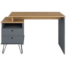 Mesa Para Escritório Escrivaninha Home Office Versa A02 Olmo Grafito - Lyam Decor Mesa Para Escritório Escrivaninha Home Office Versa A02 Olmo Grafito - Lyam Decor