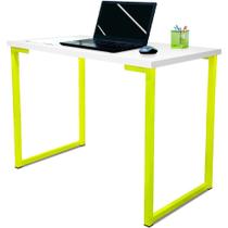 Mesa para Escritório Escrivaninha Nova York Estilo Industrial Mdf 120cm Amarelo e Branco