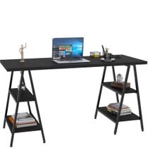 Mesa Para Escritório Estilo Cavalete 150cm Preto Onix