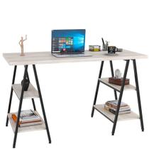 Mesa Para Escritório Estilo Industrial Cavalete 135cm Snow