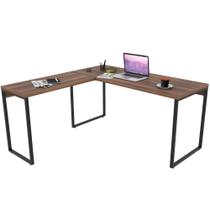 Mesa Para Escritório Estilo Industrial Em L 150x150cm Nogal Mesa Para Escritório Estilo Industrial Em L 150x150cm Nogal