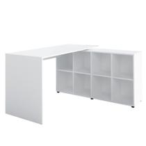 Mesa Para Escritório Extensível Escrivaninha Home Office Nero Branco - Lyam Decor Mesa Para Escritório Extensível Escrivaninha Home Office Nero Branco - Lyam Decor