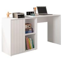 Mesa para Escritório Home Office 1 Porta Ripada Tech Branco Fosco - Caemmun