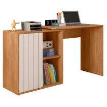 Mesa para Escritório Home Office 1 Porta Ripada Tech Freijó/Off White - Caemmun