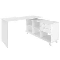 Mesa Para Escritório Home Office Escrivaninha Gold A02 Branco 02 Gavetas - Lyam Decor