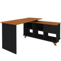 Mesa Para Escritório Home Office Escrivaninha Gold A02 Freijó Preto - Lyam Decor Mesa Para Escritório Home Office Escrivaninha Gold A02 Freijó Preto - Lyam Decor