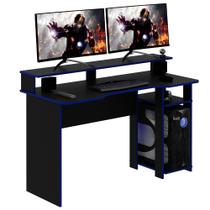 Mesa para Escritório Home Office Gamer ME4153 MDP Preto/Azul G69 - Gran Belo