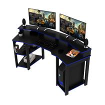 Mesa para Escritório Home Office Gamer ME4167 MDP Preto/Azul G69 - Gran Belo