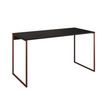 Mesa para Escritório Industrial Base Ferro Cobre Tampo Mdp Preto 120x60 Mesa para Escritório Industrial Base Ferro Cobre Tampo Mdp Preto 120x60
