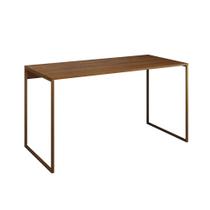 Mesa para Escritório Industrial Base Ferro Dourado Tampo Mdp Amêndoa 137x60