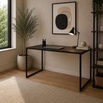 Mesa para Escritório Industrial Base Ferro Preto Tampo Mdp Preto 90x50 Mesa para Escritório Industrial Base Ferro Preto Tampo Mdp Preto 90x50