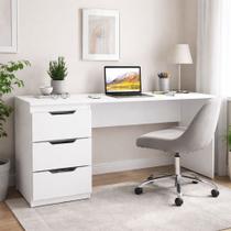 Mesa para Escritório Madri 3 Gavetas Branco - Politorno Mesa para Escritório Madri 3 Gavetas Branco - Politorno