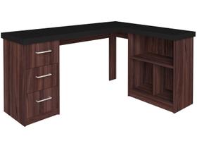 Mesa para Escritório Mali 3 Gavetas Preto/Ipê - Artany