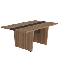 Mesa para Escritório para Reunião com 2 Tomadas Nogal/Preto Mesa para Escritório para Reunião com 2 Tomadas Nogal/Preto