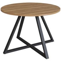 Mesa Para Escritório Reunião Redonda Pés Industrial Idea A03 Nogal Sevilha Preto - Lyam Decor Mesa Para Escritório Reunião Redonda Pés Industrial Idea A03 Nogal Sevilha Preto - Lyam Decor