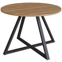 Mesa Para Escritório Reunião Redonda Pés Industrial Idea A03 Nogal Sevilha Preto - Lyam Decor Mesa Para Escritório Reunião Redonda Pés Industrial Idea A03 Nogal Sevilha Preto - Lyam Decor