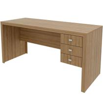 Mesa Para Escritório Reversível 155 Cm 3 Gavetas Amêndoa Mesa Para Escritório Reversível 155 Cm 3 Gavetas Amêndoa