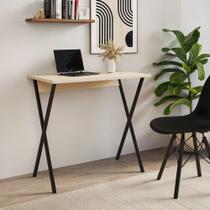 Mesa para Estudo X 90x53 com Base em Ferro para Quarto e Escritório - Ferro Preto Tampo Off White Mesa para Estudo X 90x53 com Base em Ferro para Quarto e Escritório - Ferro Preto Tampo Off White