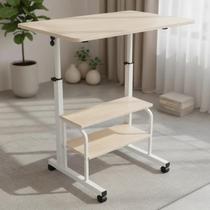 Mesa Para Estudos C/ Rodinhas Ajustável e Prateleiras Laptop