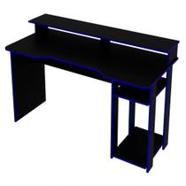 Mesa Para Gamer Me4153 Preto Azul Preto Azul