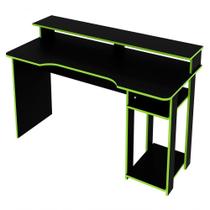 Mesa Para Gamer Me4153 Preto Verde Preto Verde