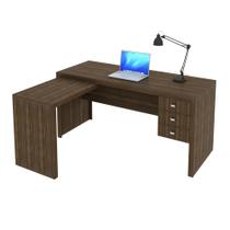 Mesa para Home Office com 03 Gavetas Nogal -Tecno Mobili