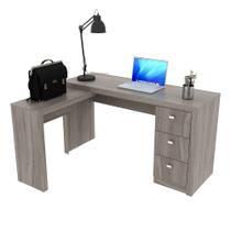 Mesa para Home Office com Gavetas e Mesa Lateral Carvalho - Tecno Mobili