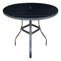 Mesa para Jardim com Tampo Ripado em Alumínio Preto