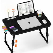 Mesa para laptop DECOSIS ajustável em altura com USB preta Mesa para laptop DECOSIS ajustável em altura com USB preta