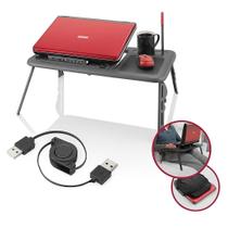 Mesa Para Notebook Articulada Dobrável Com Cooler Usb Altura E Inclinação Ajustável Portátil Cama Sofa